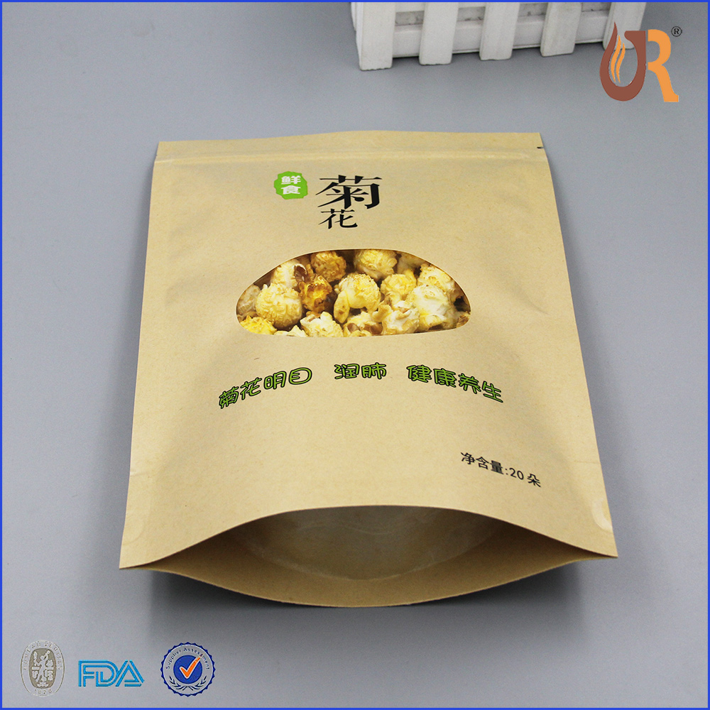 开窗袋 牛皮纸包装 拉链袋 菊花包装袋